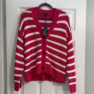 Rails Pink and White Striped Cardigan NWT